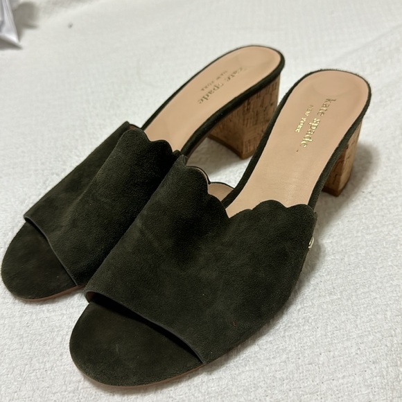 Kate Spade Warren Green Suede Scalloped Mules-Sz 8 NWOT - Picture 6 of 7